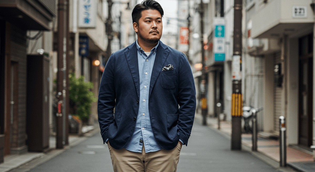 【40代太めファッション】ぽっちゃり体型を活かす!メンズコーデのコツ - ファッション通販NNine(ナイン)