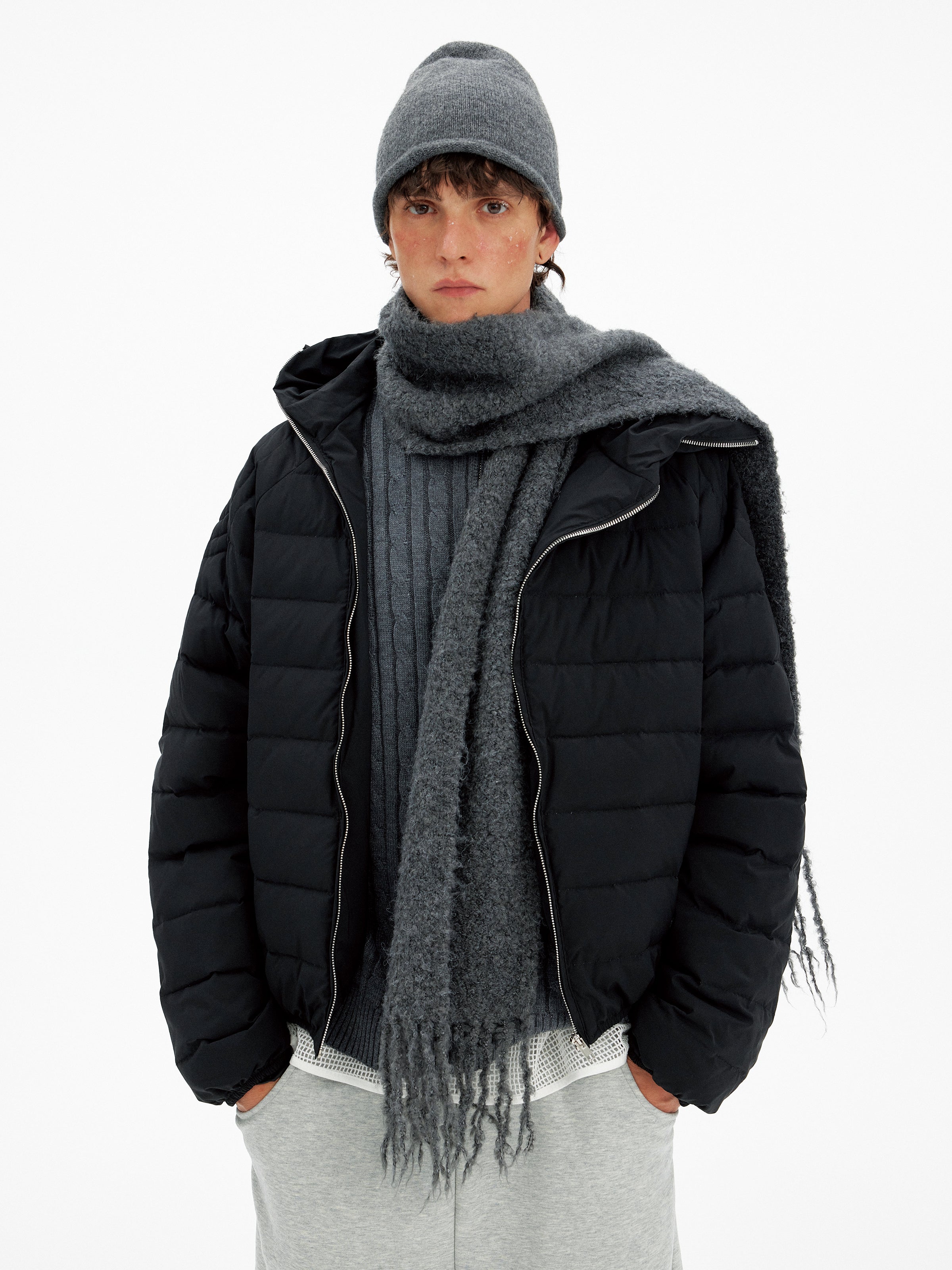 斜めジップ 高機能ダウンフーデッドジャケット N6268