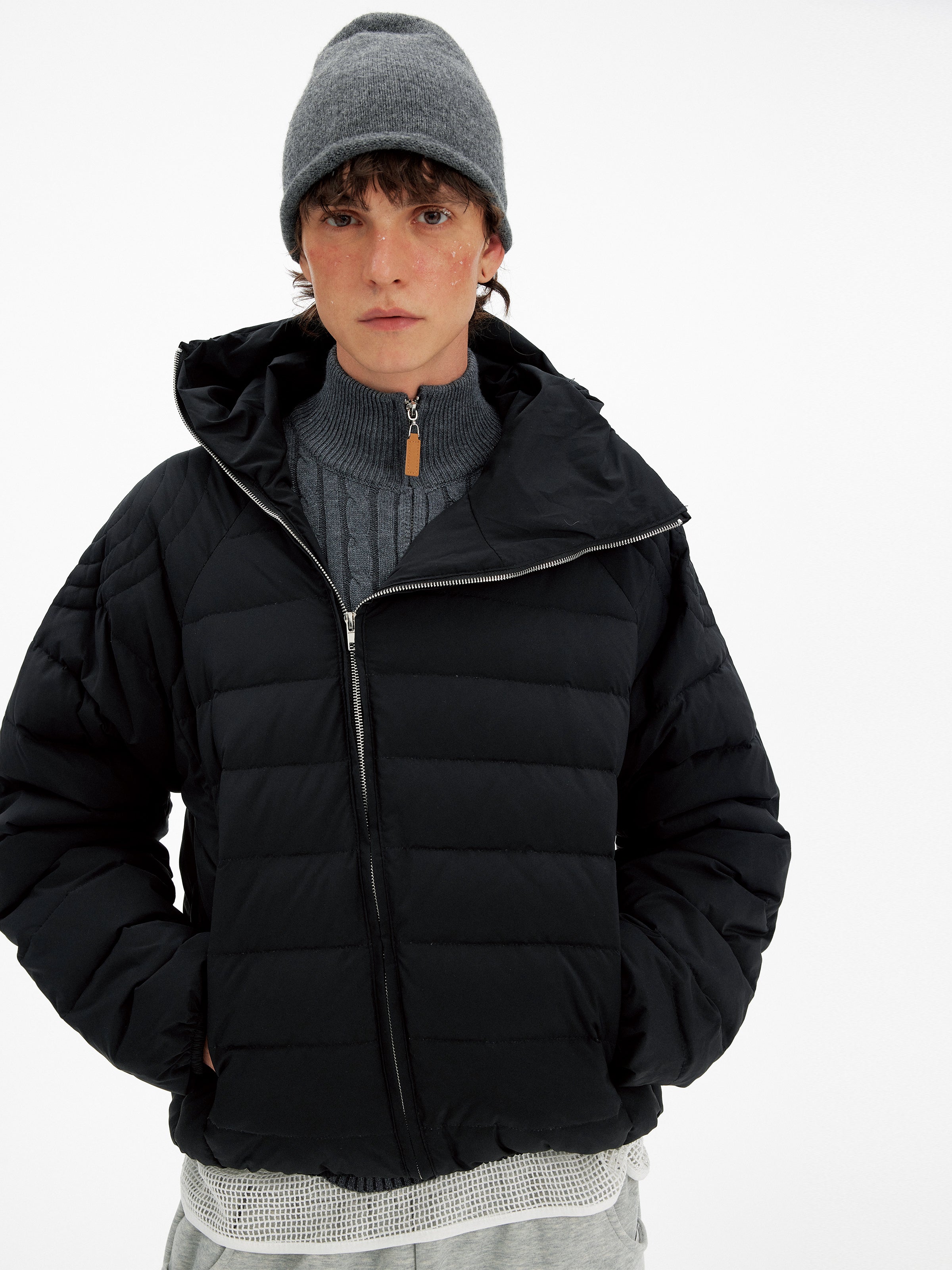 斜めジップ 高機能ダウンフーデッドジャケット N6268