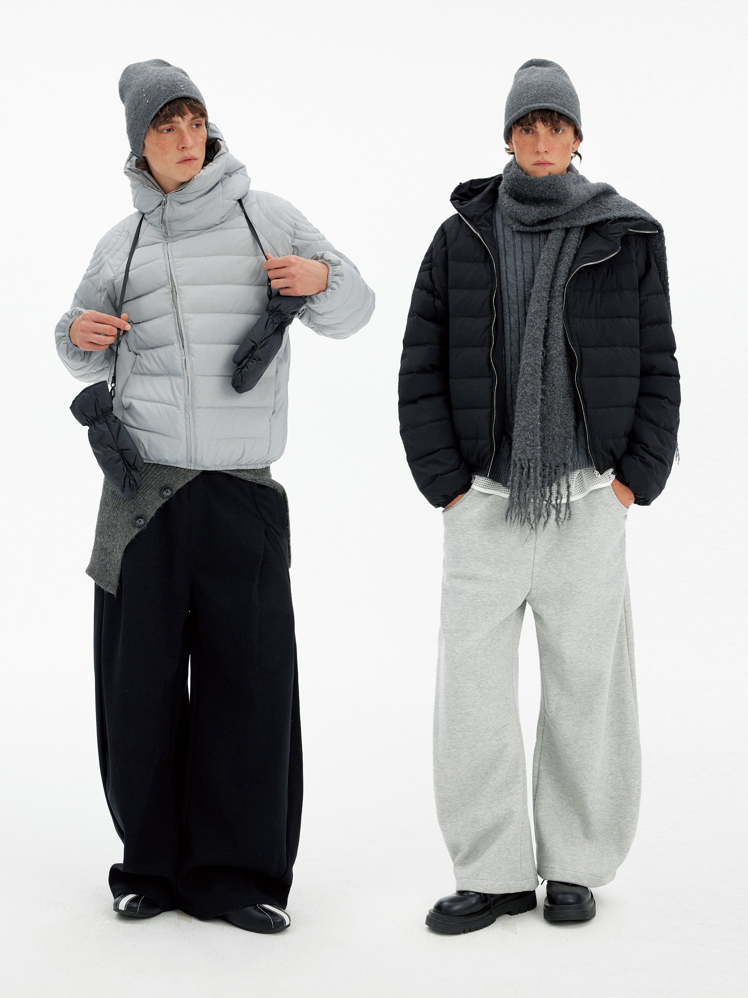 斜めジップ 高機能ダウンフーデッドジャケット N6268