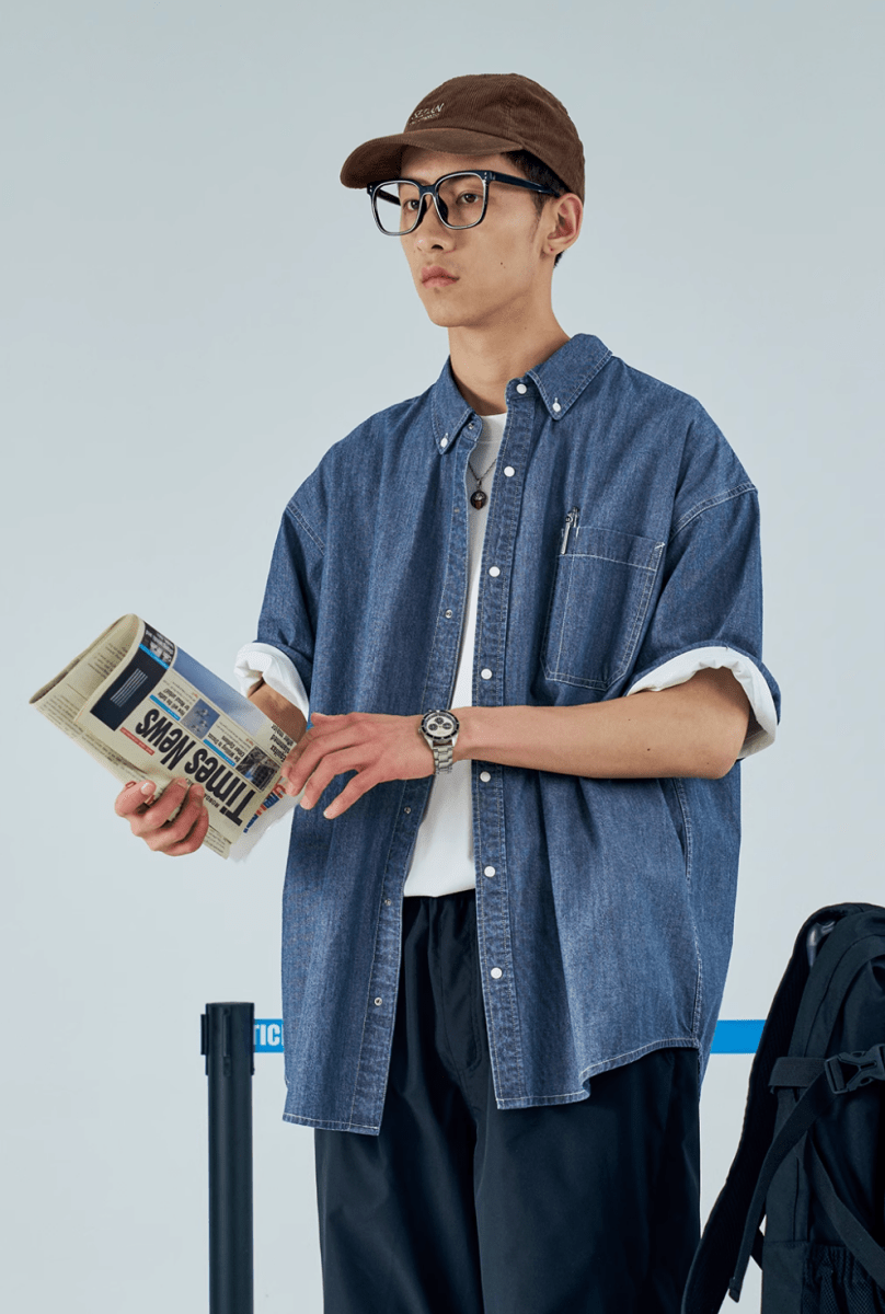 レトロデニムオックスフォードシャツ メンズ レディース 綿100%|Retro Denim Oxford SHIRT N5376 - メンズファッション通販 NNine(ナイン)