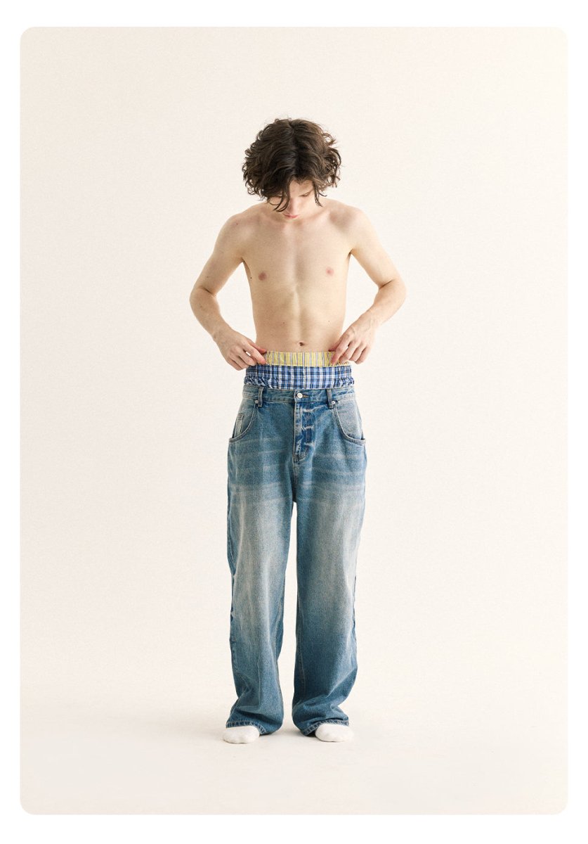 【13.2oz】straight denim pants / 1980Sウォッシュデニム N3800 - NNine