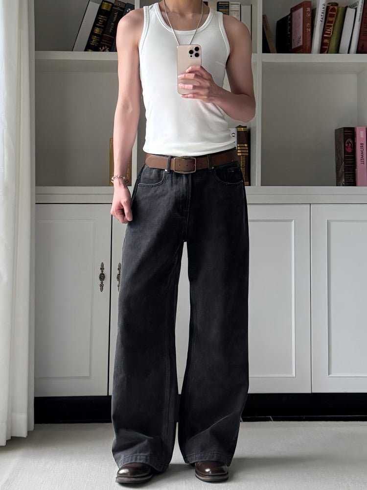 14.5oz ウォッシュド Aライン ワイドストレートデニム N6831 - ファッション通販NNine(ナイン)
