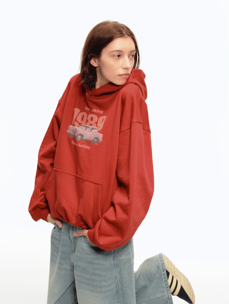 1989プリントフーディーレトロカー裏起毛 メンズ レディース / 1989 Printed Hoodie N5136