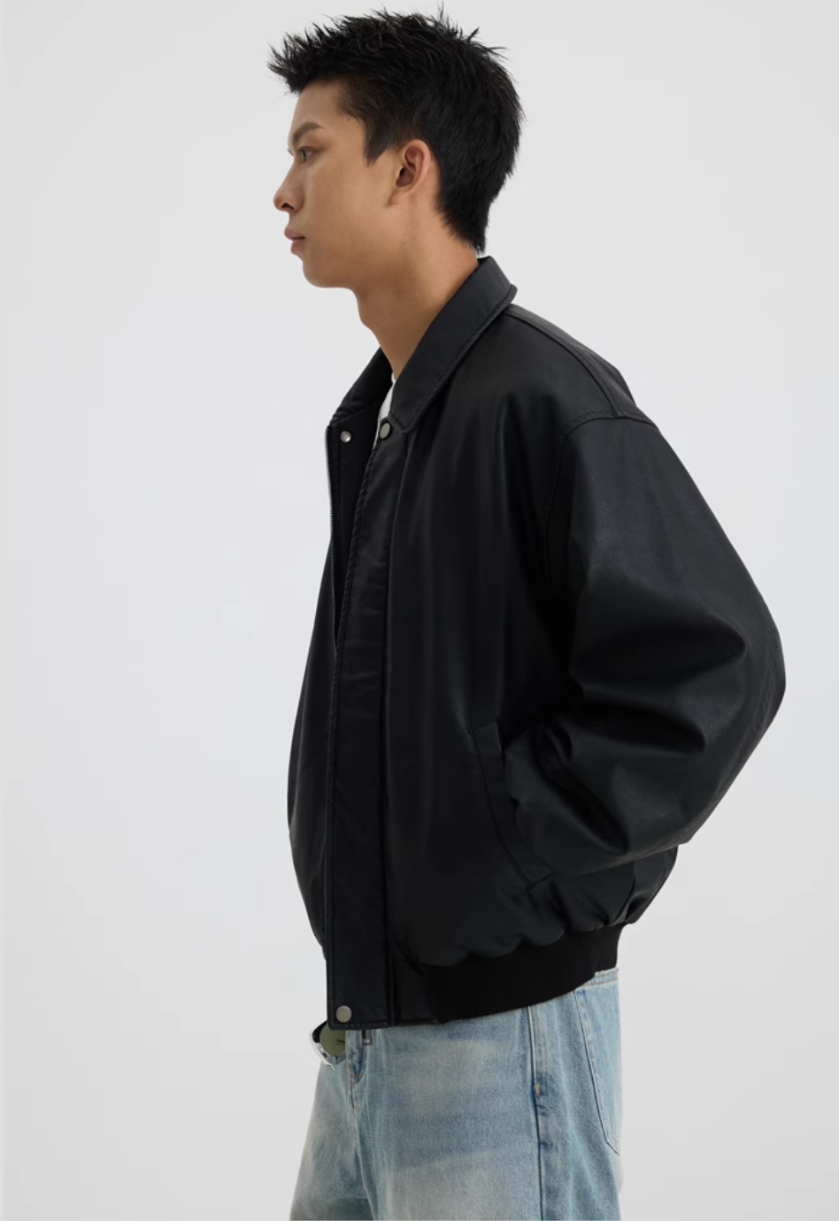 Retro sherpa PU leather jacket N4416