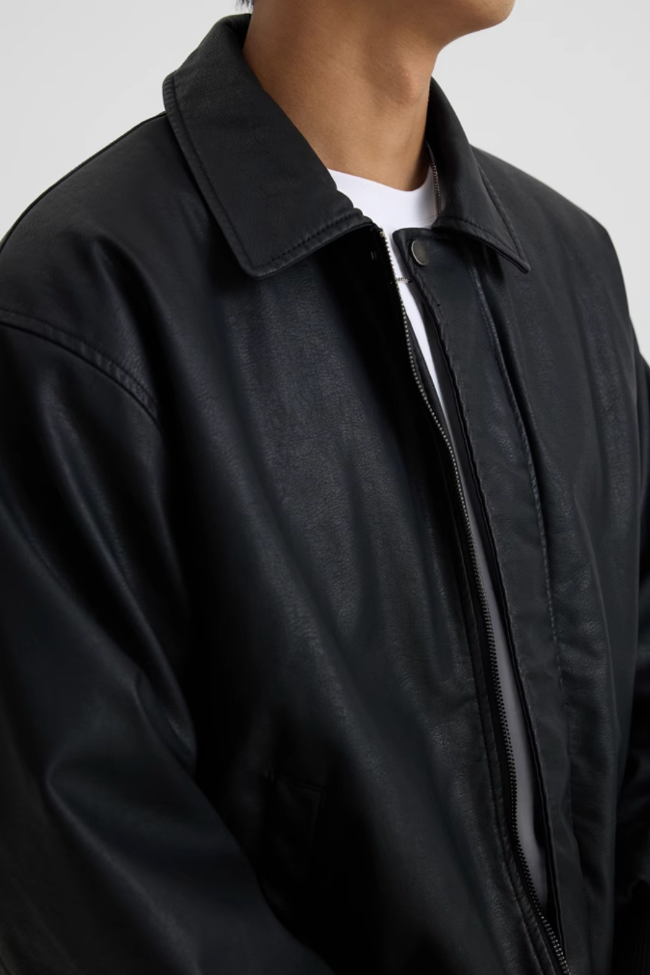 Retro sherpa PU leather jacket N4416