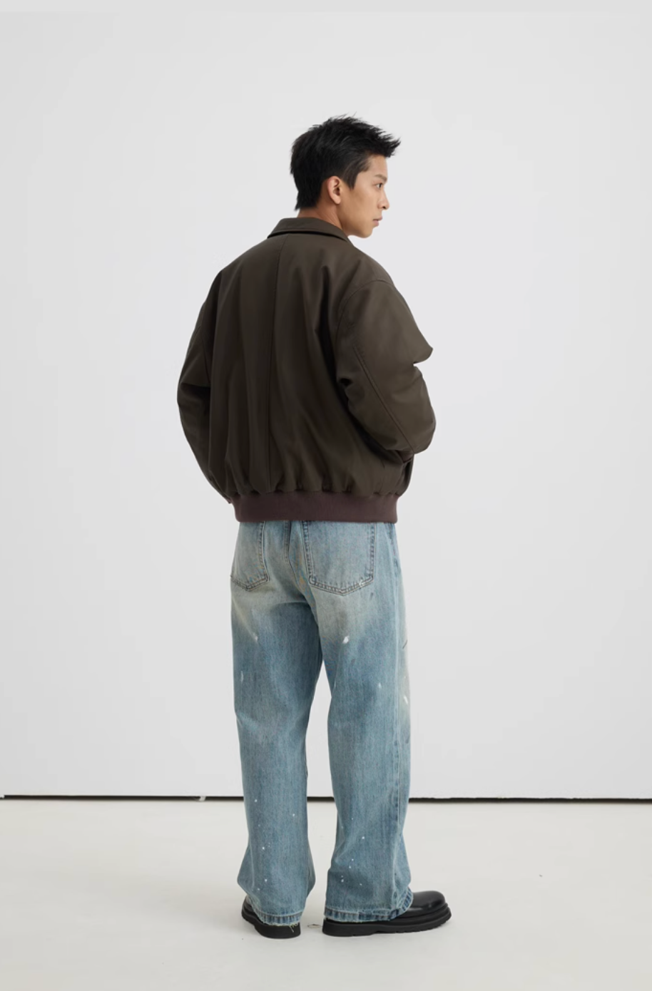 Retro sherpa PU leather jacket N4416