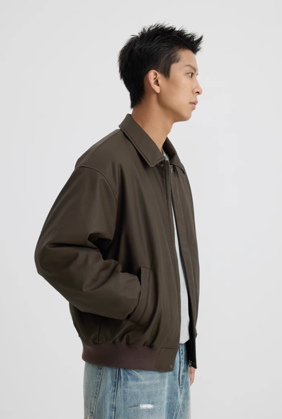 Retro sherpa PU leather jacket N4416