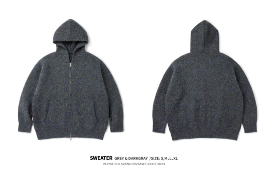 knit zip hoodie N4671