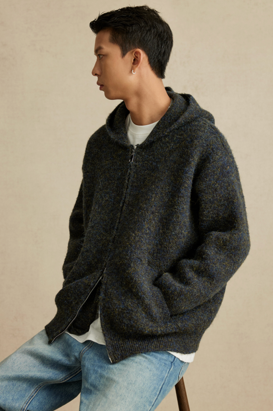 knit zip hoodie N4671