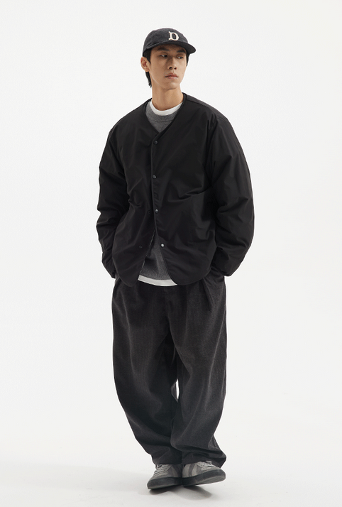 Reversible collarless quilted down jacket N4800