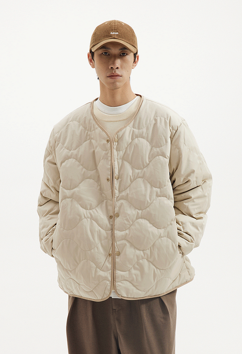 Reversible collarless quilted down jacket N4800