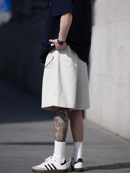 Washed cotton shorts N5295