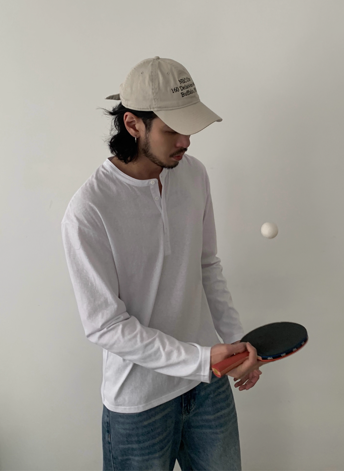 180Gコットン・ヘンリーネックロンT N5670