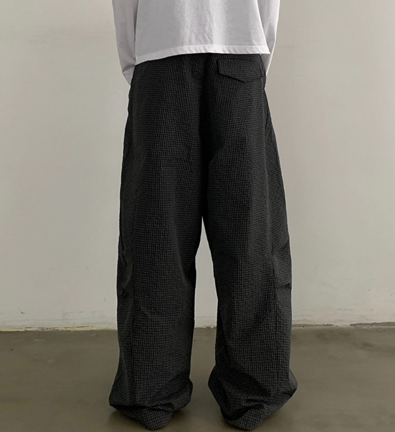 クリンクル加工・チェック柄カーブパンツ N5671