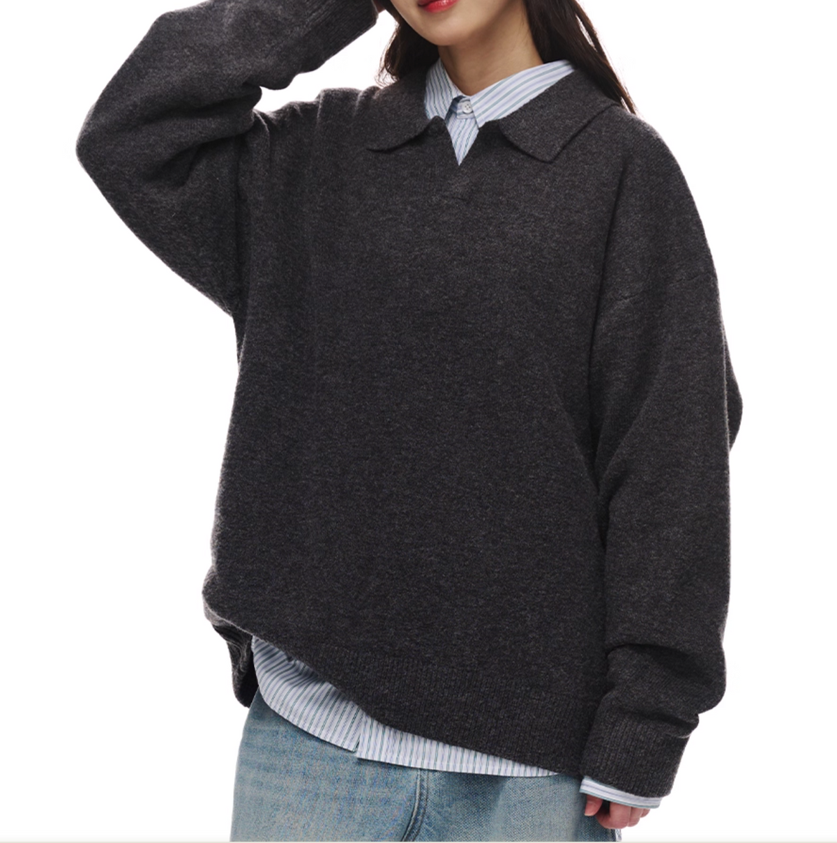 Soft Wool Long-Sleeve Skipper Polo Shirt N5726