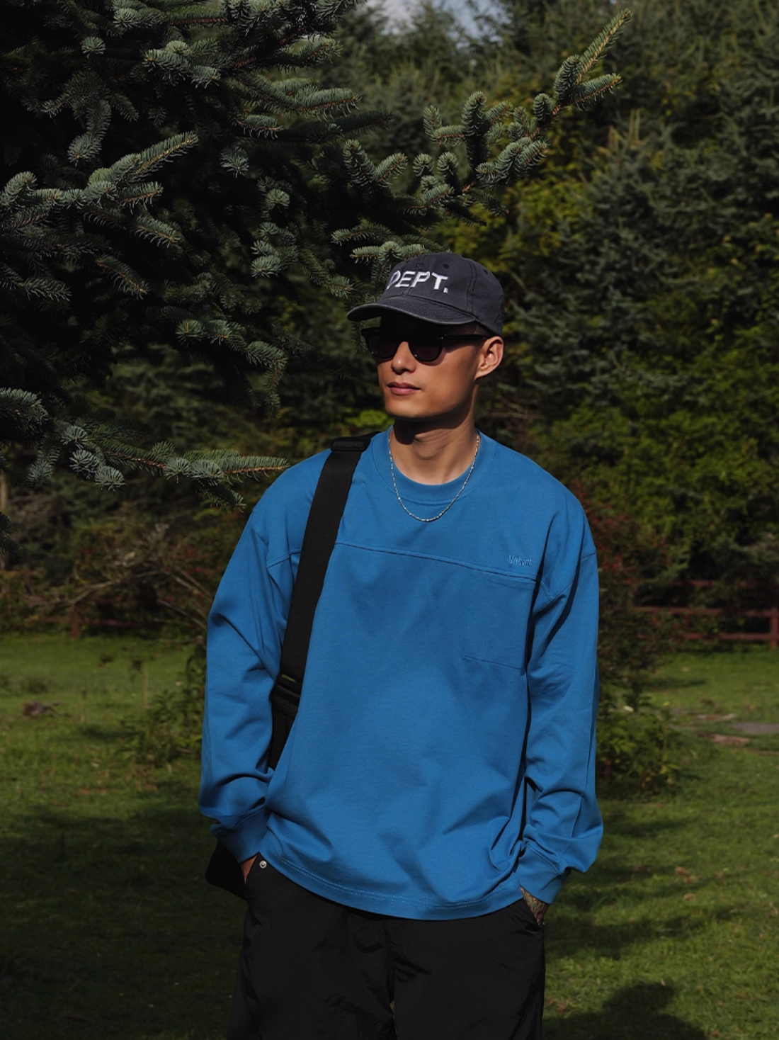 コットン刺繍ポケット ルーズロングTシャツ N5743