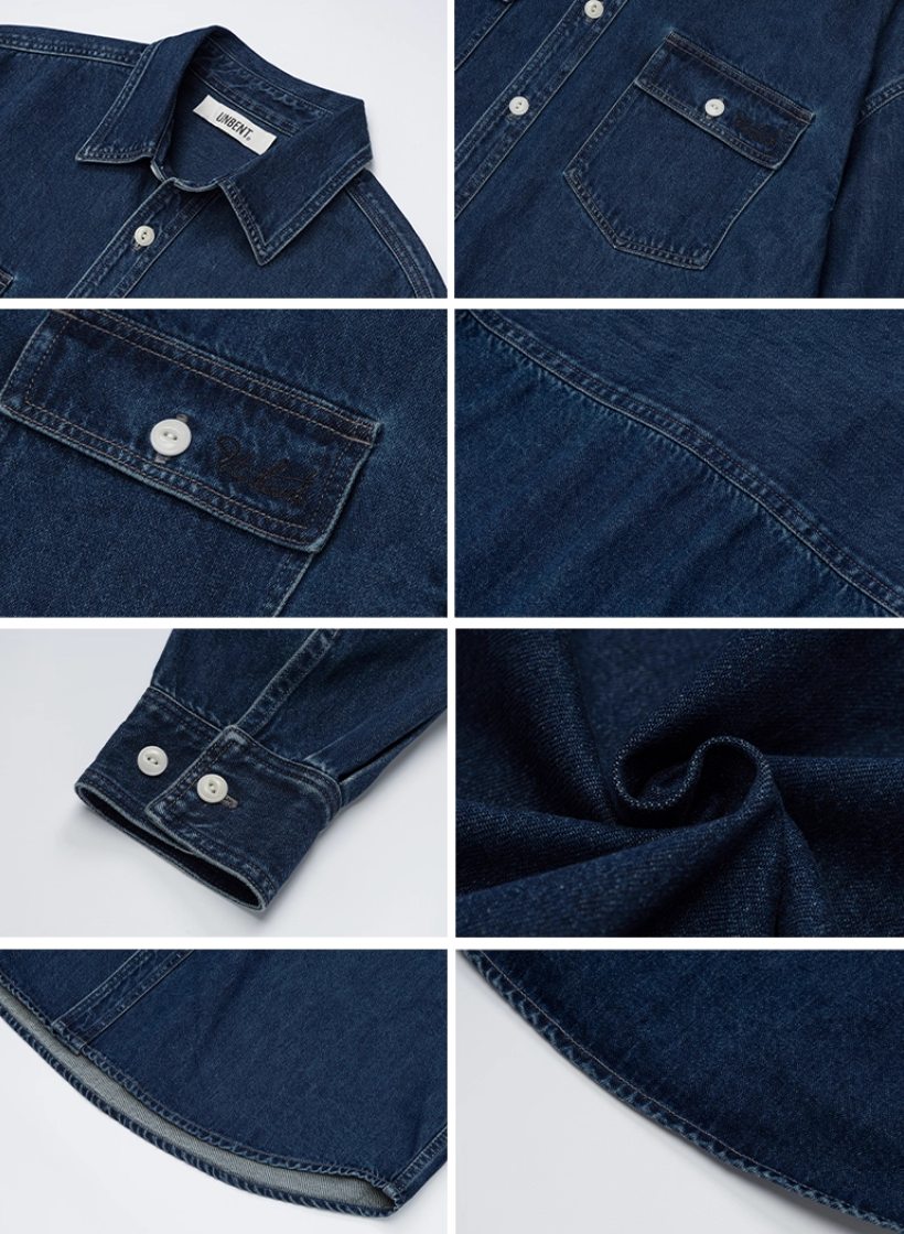 10oz・ヴィンテージウォッシュ・デニムワークシャツ N5748