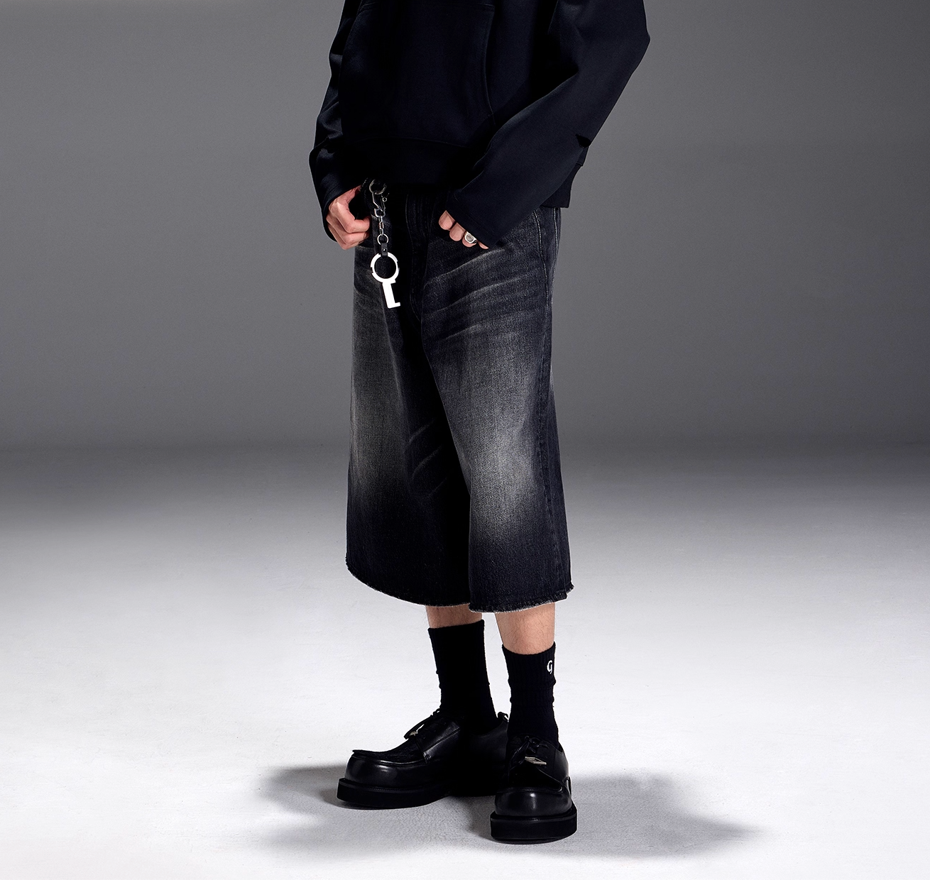 Half denim pants N5813
