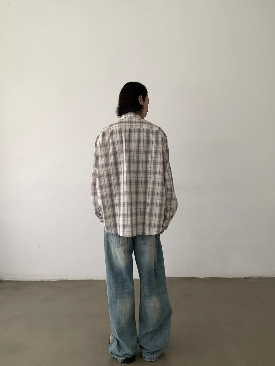 ユニセックス バブルチェックコットンシャツ N5974