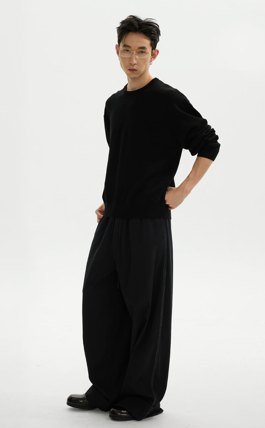 テンセルブレンド・ディープカフ・ワイドトラウザーズ N6102