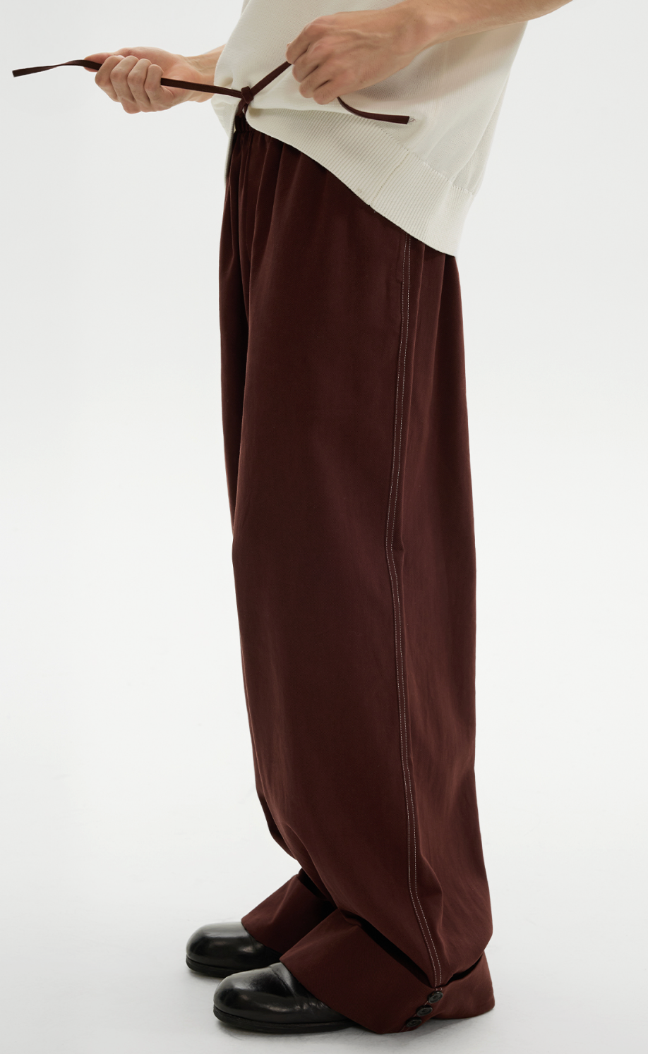 テンセルブレンド・ディープカフ・ワイドトラウザーズ N6102