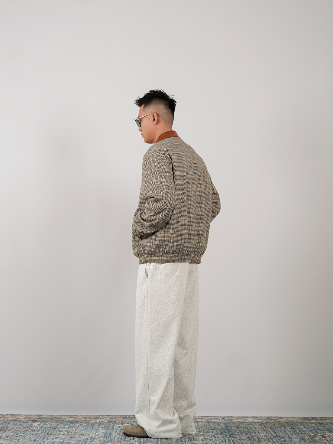 スエード襟・ミンクタッチニット・ハリントン N6105