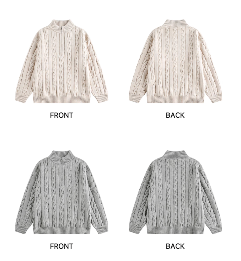 アランパターン・Vネックジップ・ニット N6107