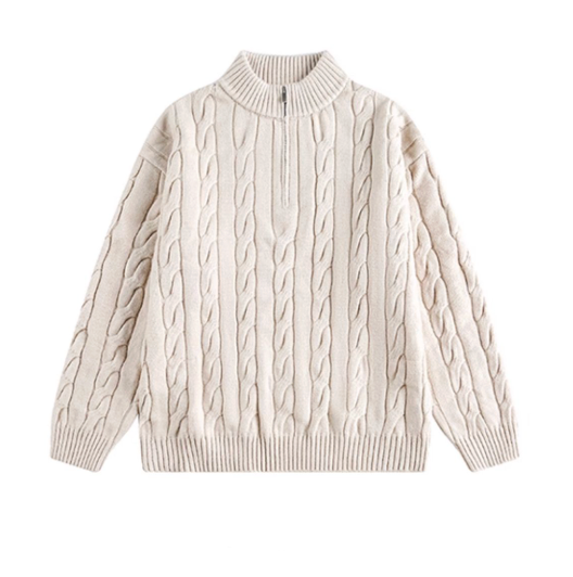 アランパターン・Vネックジップ・ニット N6107