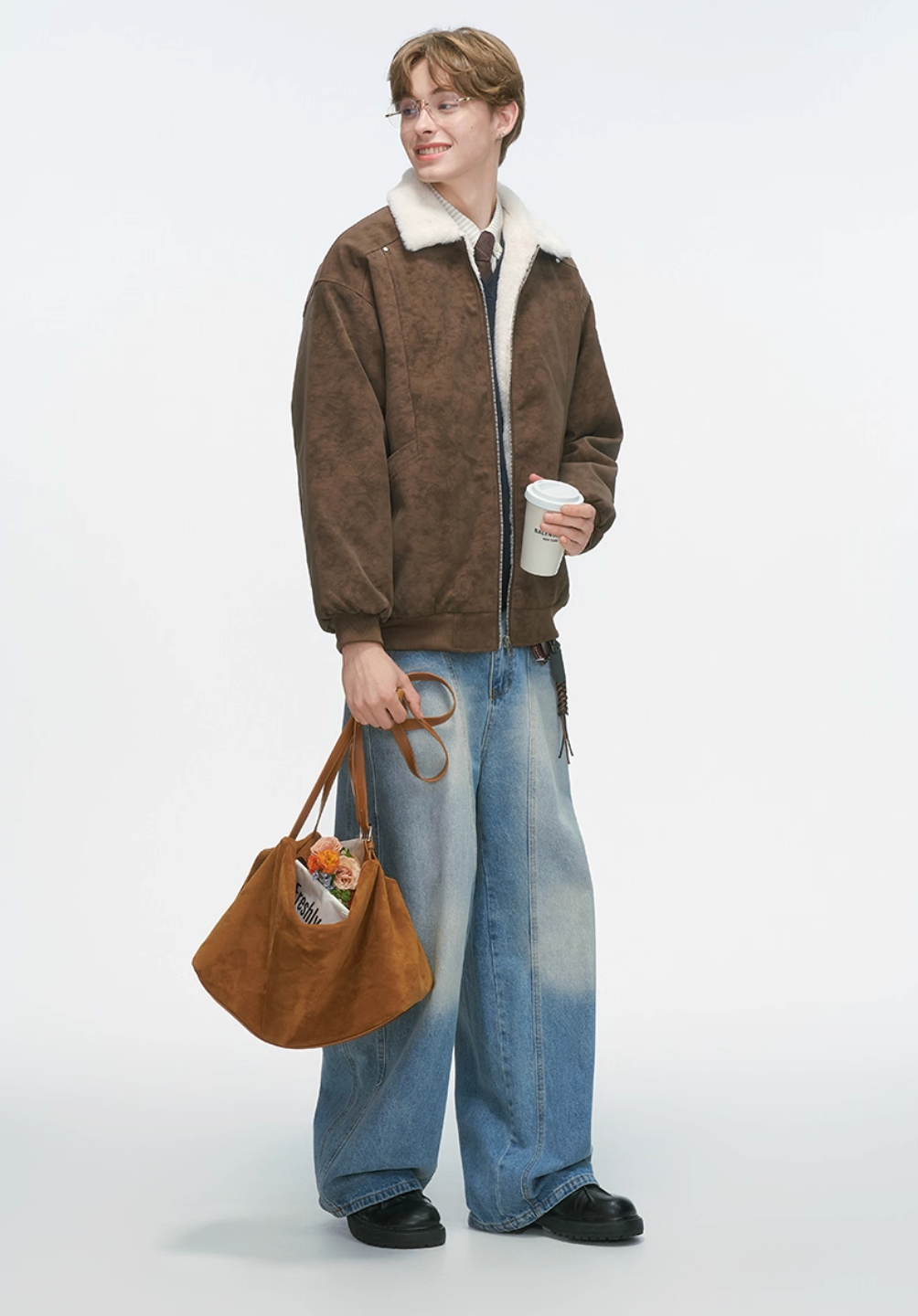 ボアカラー・フェイクスエード・パデッドブルゾン N6114