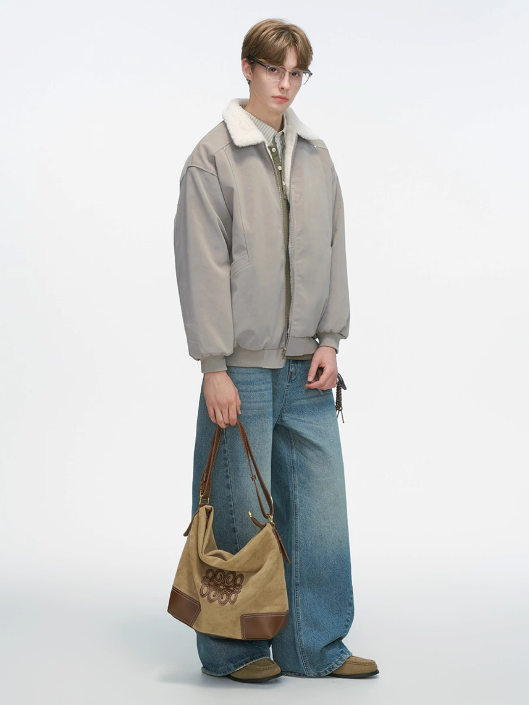 ボアカラー・フェイクスエード・パデッドブルゾン N6114