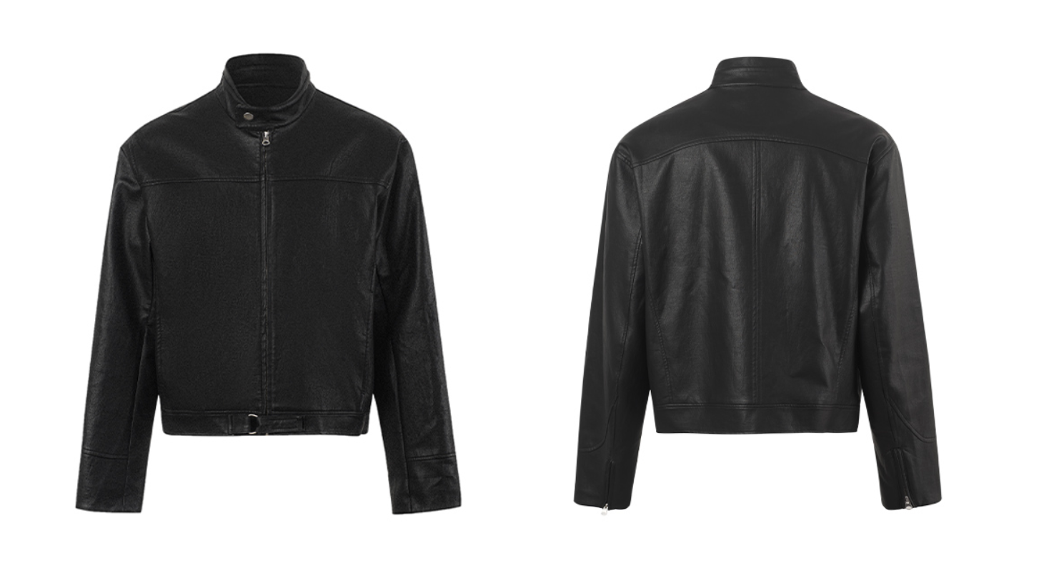 クラックドPUレザー・スリムフィット・ライダースジャケット N6148