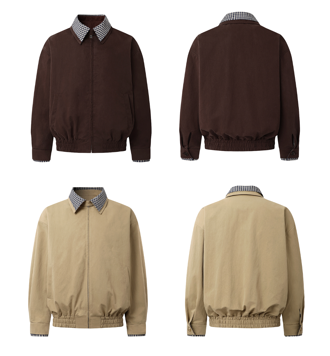 テンセルドレープ・チェックドッキング・ハリントンジャケット N6159