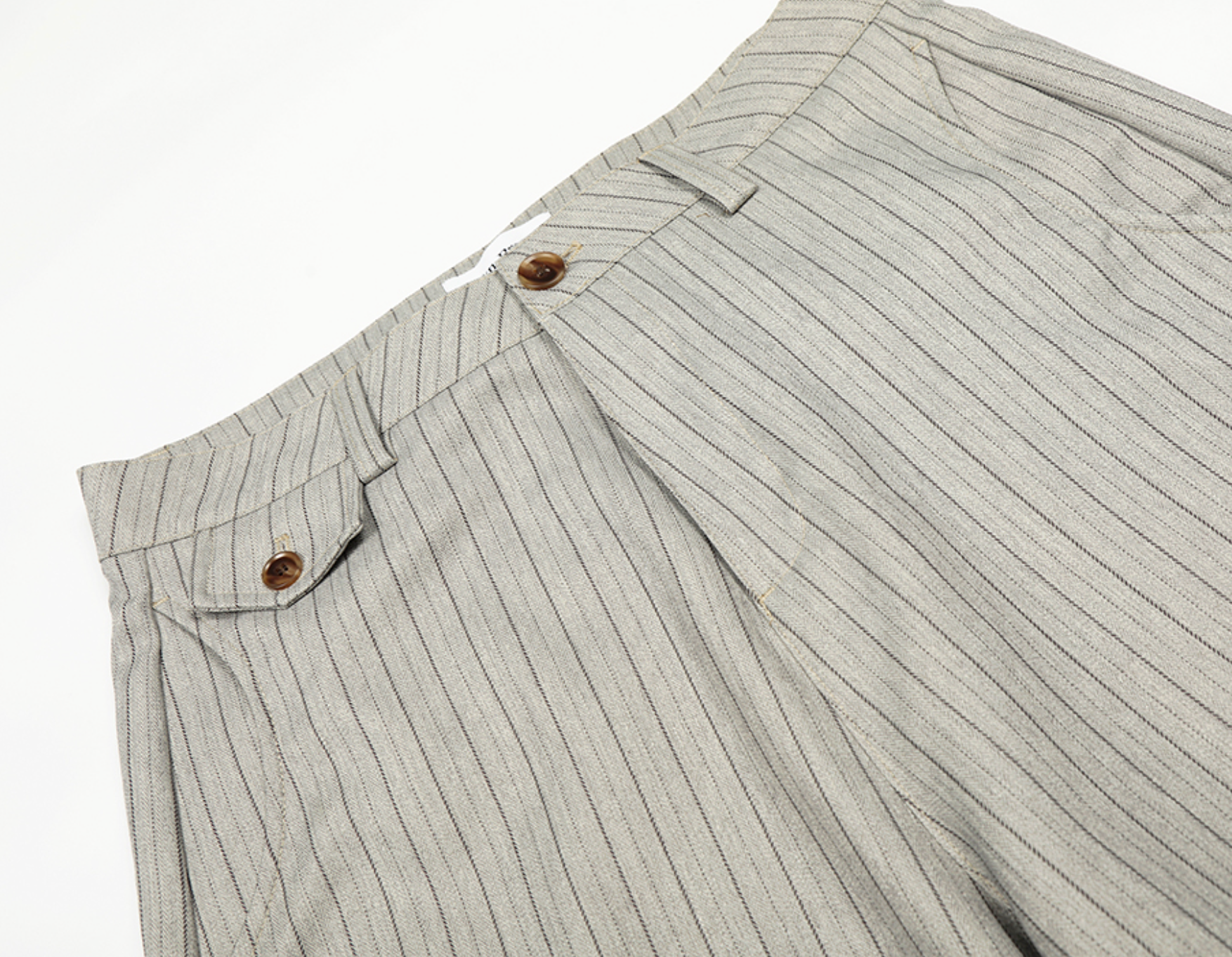 ストライプ弯刀ワイド パリボタンリラックススラックス N6137