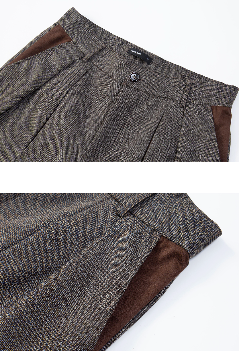 スエードディテール・千鳥格子・Aラインプリーツパンツ N6180