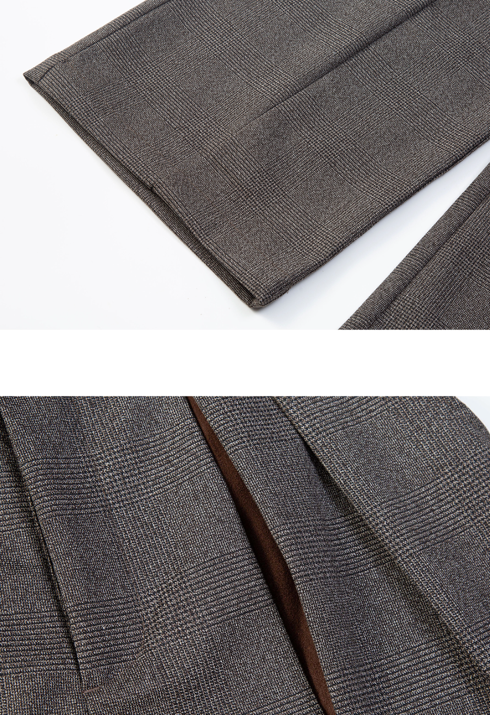 スエードディテール・千鳥格子・Aラインプリーツパンツ N6180