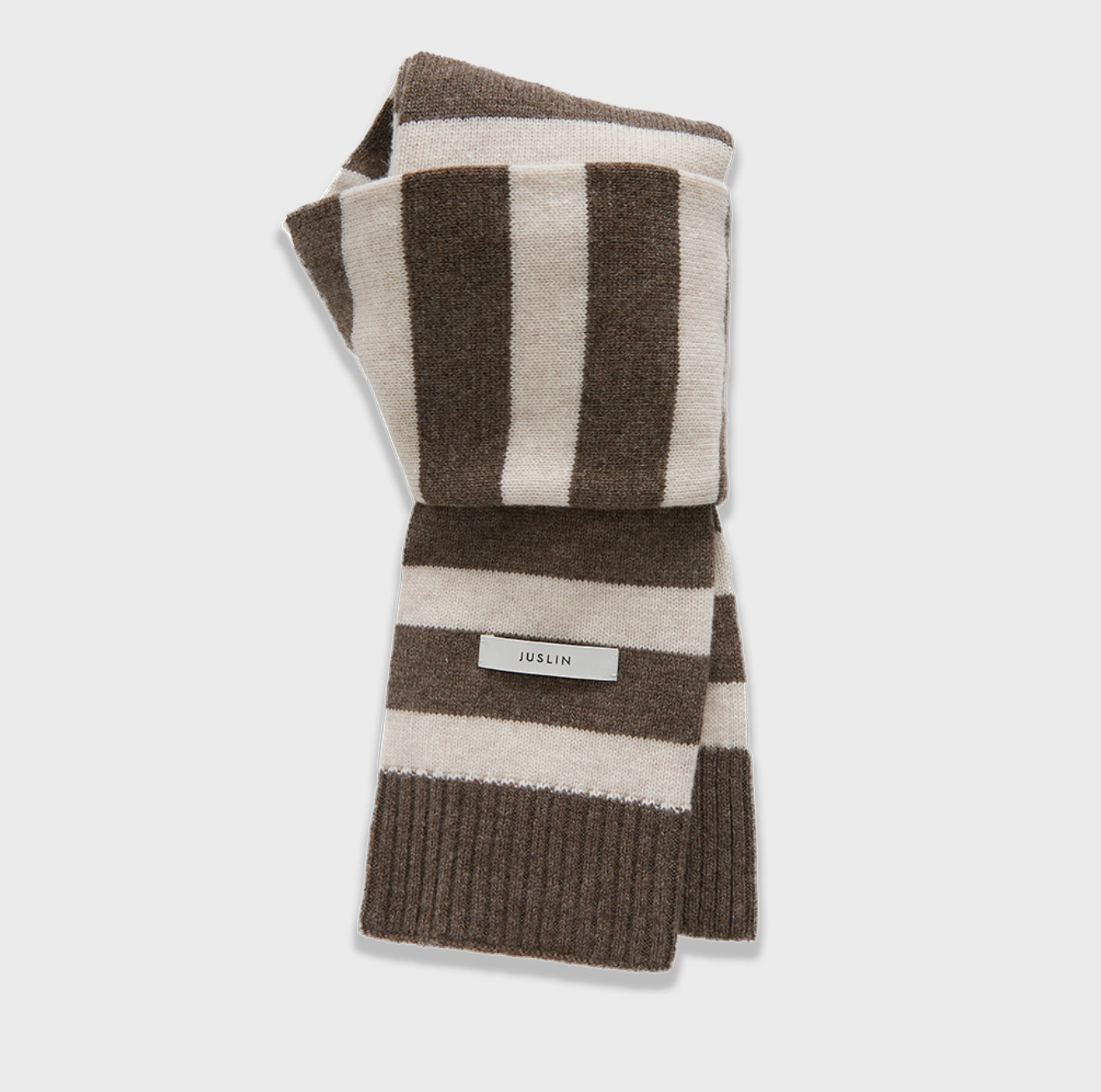 90/10カシミヤウール・ダブルレイヤー・ストライプマフラー N6171