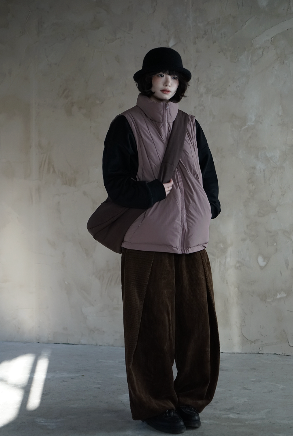 マットシェル・スタンドカラー・ボリュームパデッドベスト N6185