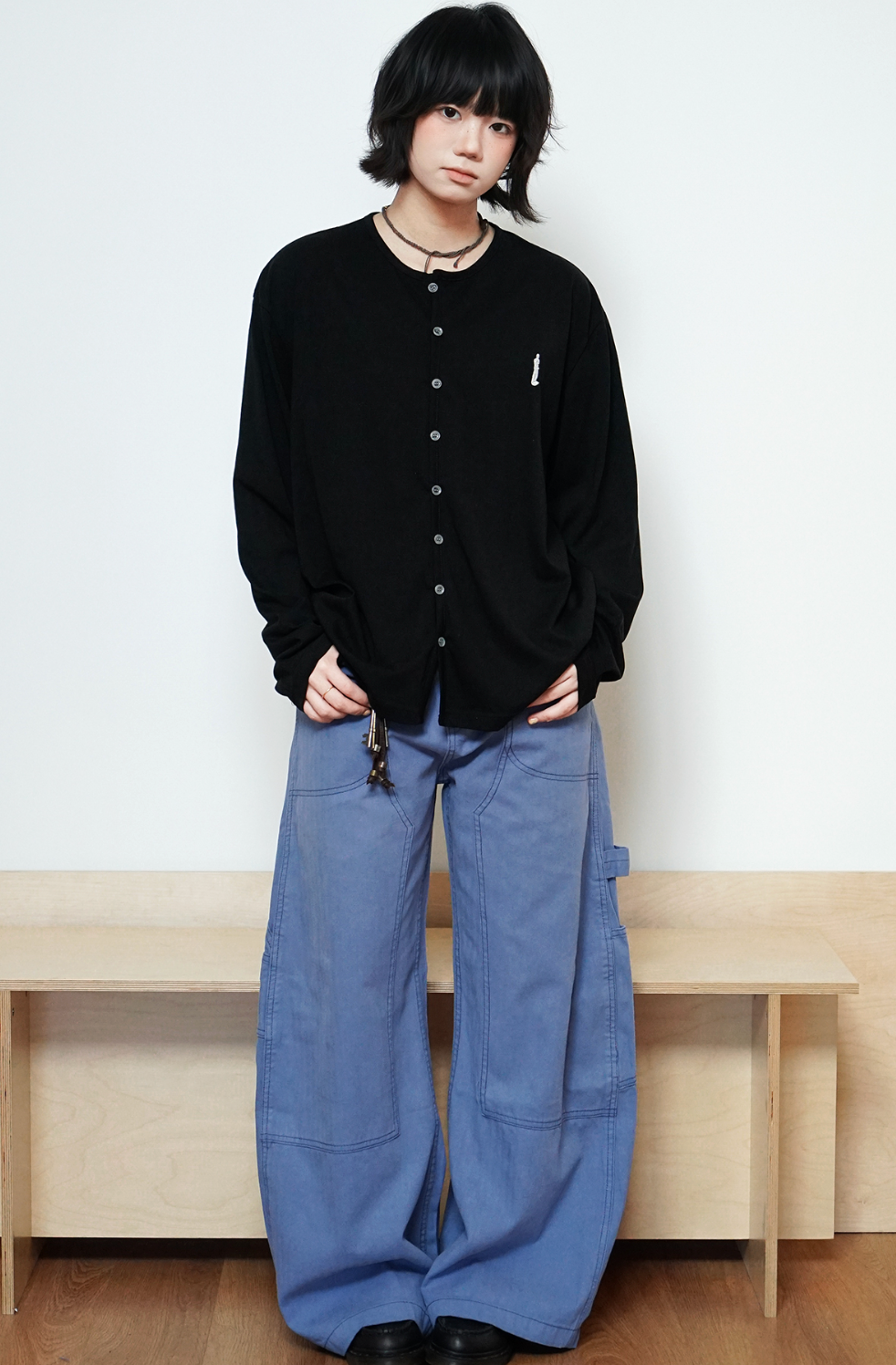 フレンチブルー・3Dカーブ・ワイドレッグデニム N6191