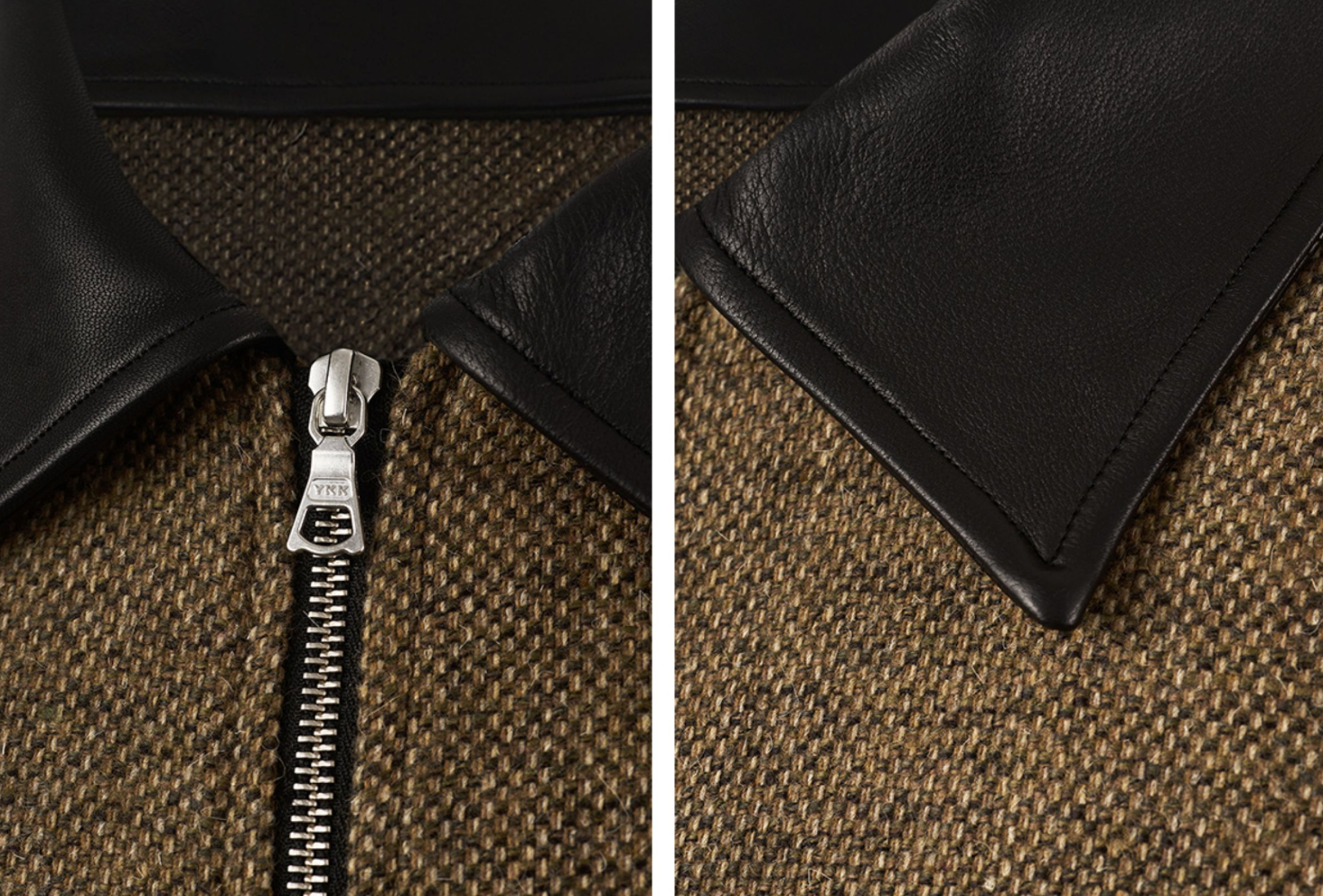 ラムレザーカラー・ドネガルツイードクロップドジャケット N6194