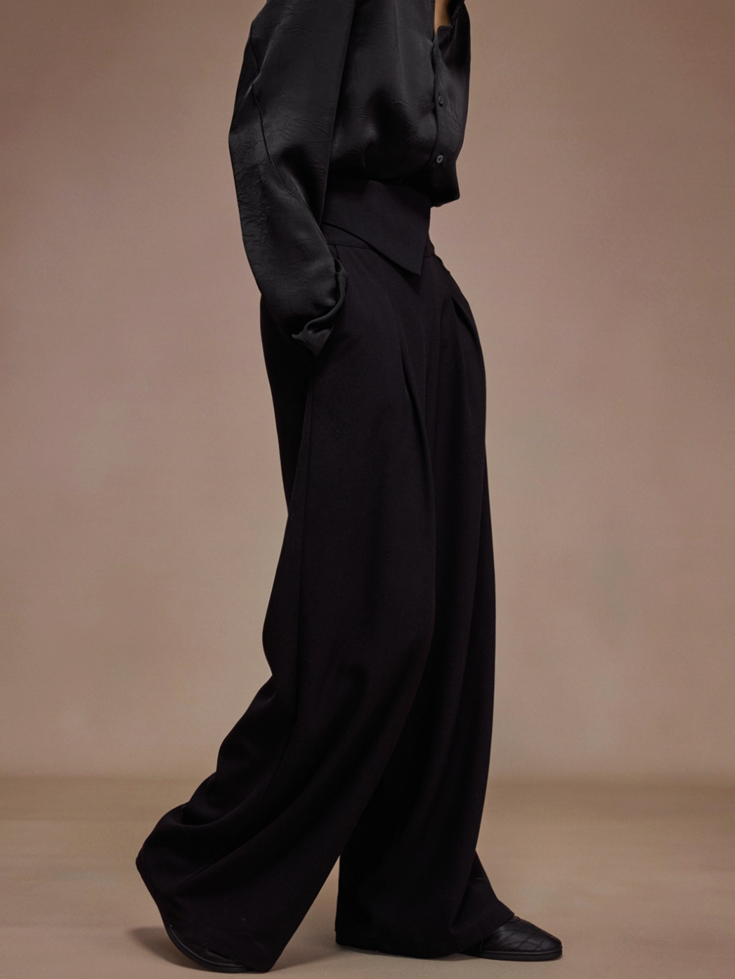 フロッグボタン・アシンメトリーウエスト・ワイドスラックス N6208