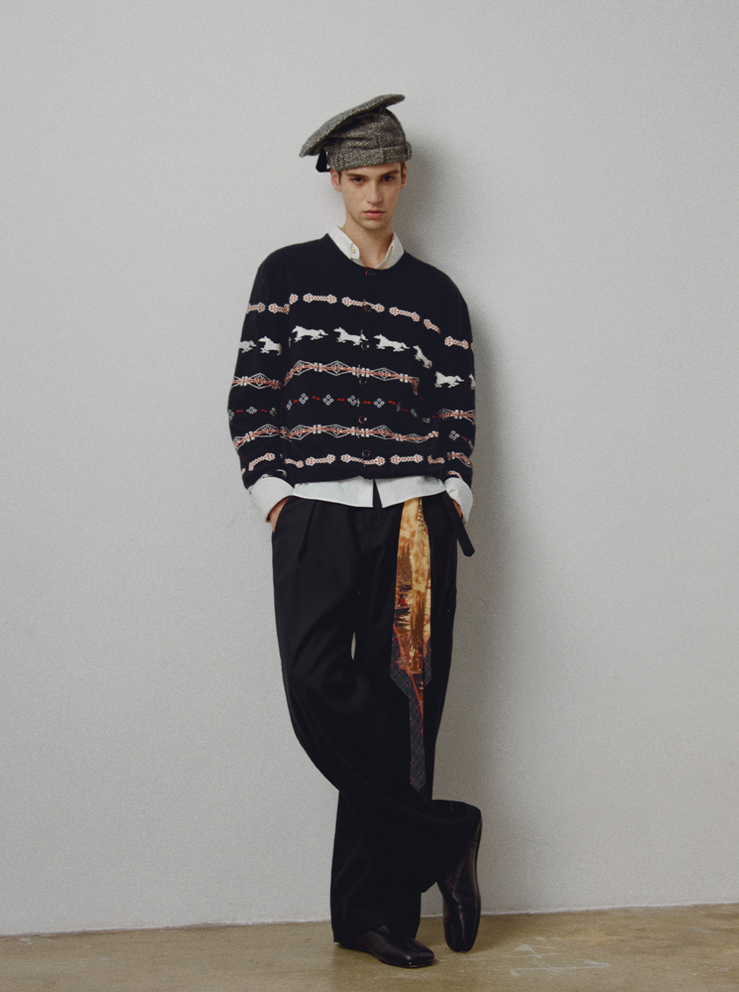 アイスランド柄ジャカード 果実釦ウールカーディガン N6219