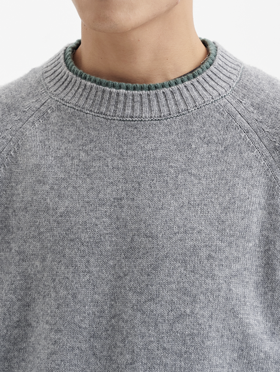 33%シープウール・ラグランスリーブ・クルーネックニット N6227