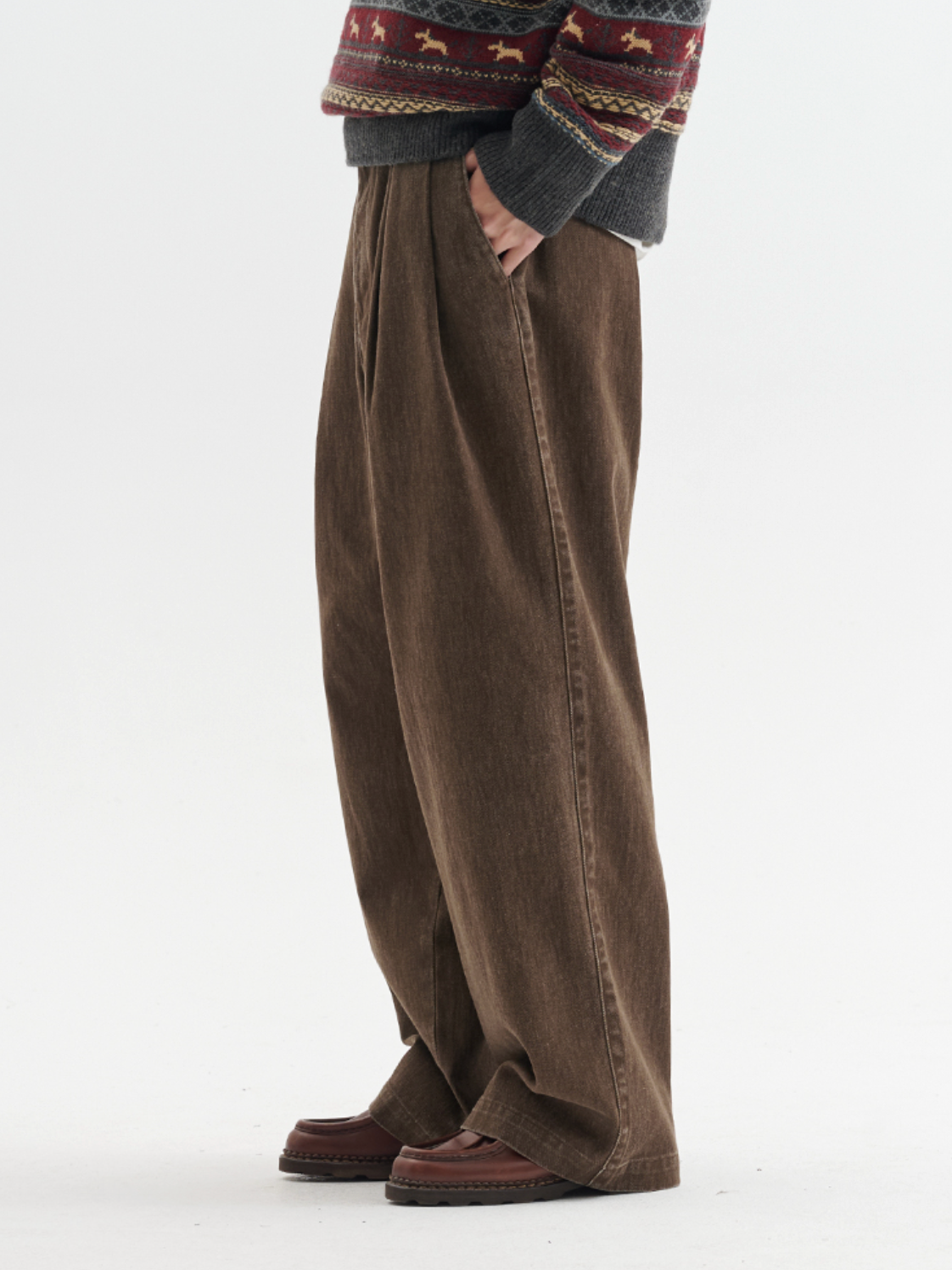 エンザイムウォッシュ・ディープタック・コクーンワイドパンツ N6233