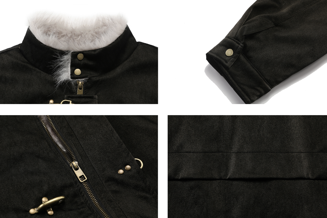 ロングファー襟パールレザー フライトバックルジャケット N6267