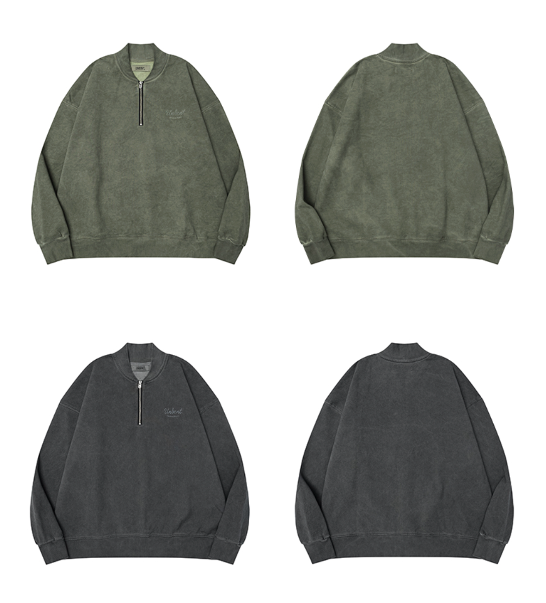 【500G】ウォッシュド ロゴ刺繍 ハーフジップスウェット N6255