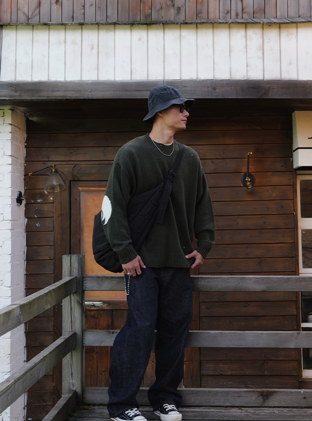 ダメージ加工ウール混 リラックスニットセーター N6257