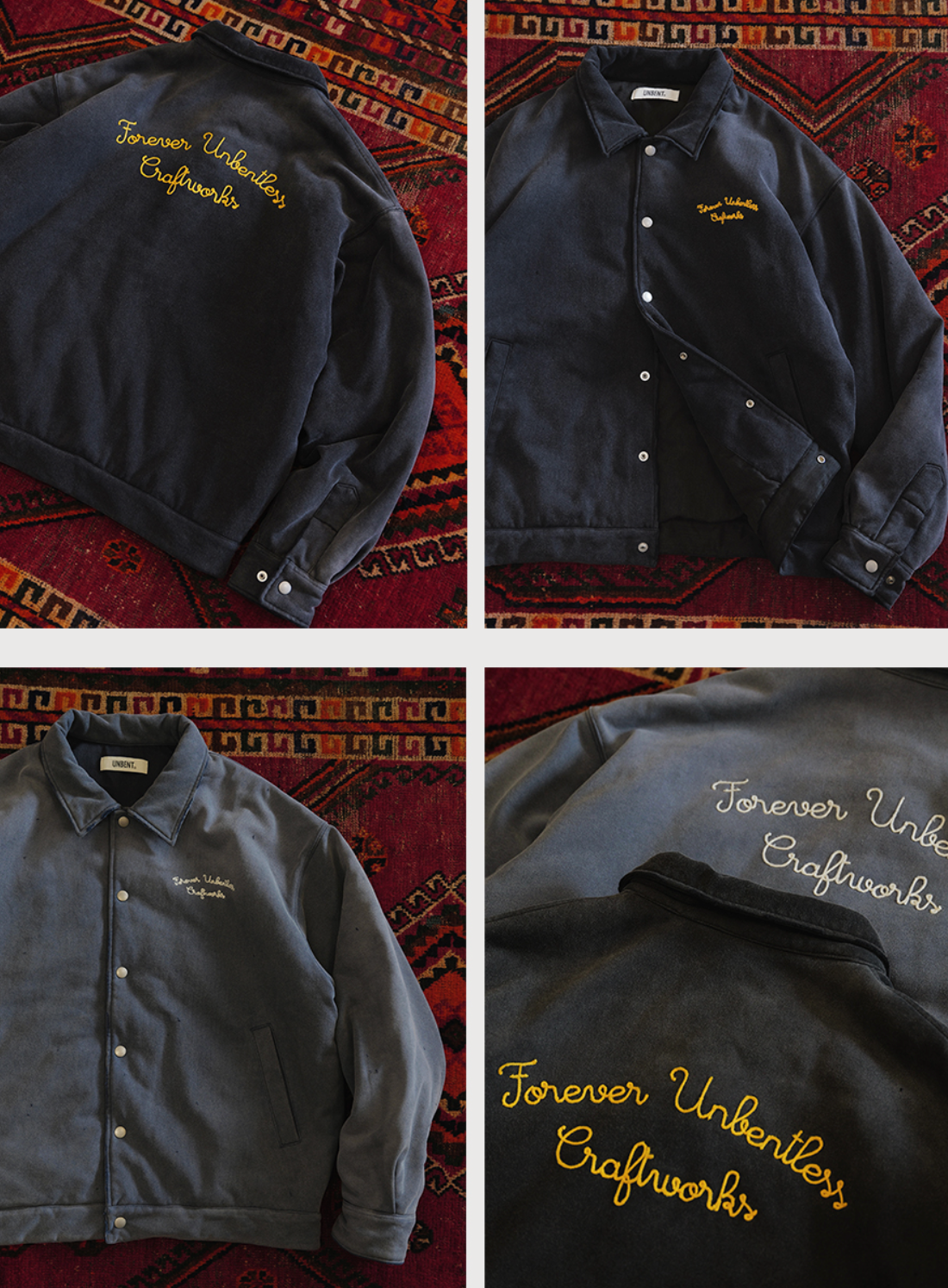 ヴィンテージ加工 刺繍入り 中綿スウェットジャケット N6258