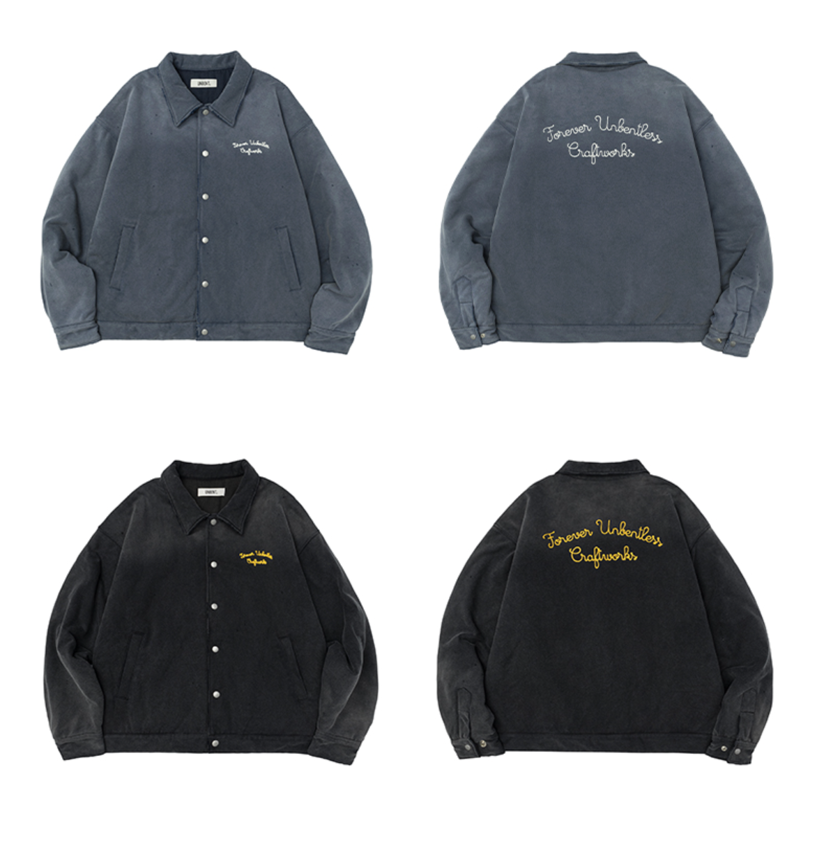 ヴィンテージ加工 刺繍入り 中綿スウェットジャケット N6258