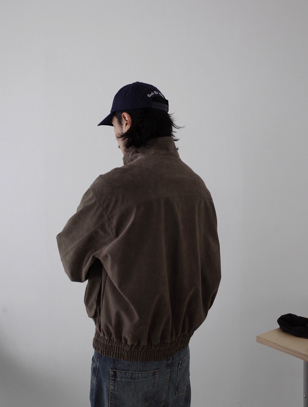 メラード調スエード スタンドカラーボクシージャケット N6297